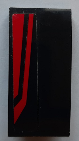 Lego Slope, Curved 4 x 2 with Red and Black Stripes Pattern (Sticker) - Set 60131 / Black