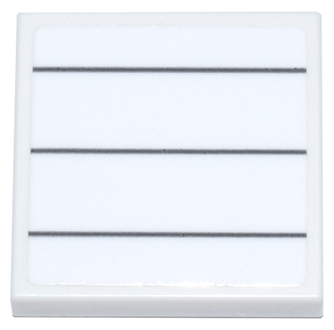 Lego Tile 2 x 2 with 3 Dark Bluish Gray Lines Pattern (Sticker) - Set 910011 / White