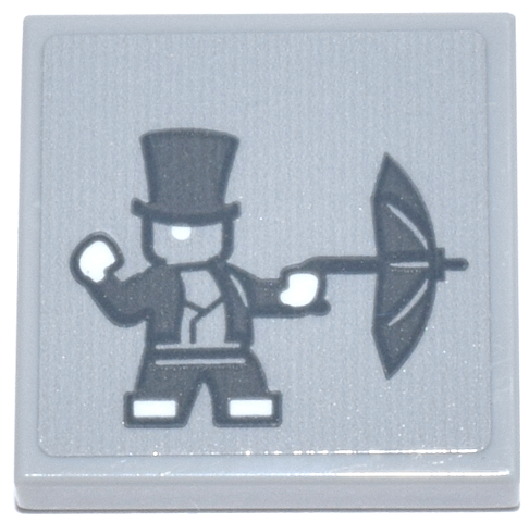 Lego Tile 2 x 2 with Dark Bluish Gray The Penguin Minifigure with Umbrella, White Monocle, Hands and Toes Pattern (Sticker) - Set 76271
