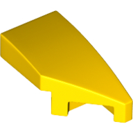 Lego Brick Wedged, Curved 2 x 1 with Stud Notch Right / Yellow