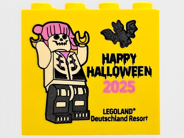 Lego Brick 2 x 4 x 3 with HAPPY HALLOWEEN 2025 LEGOLAND Deutschland Resort Pattern
