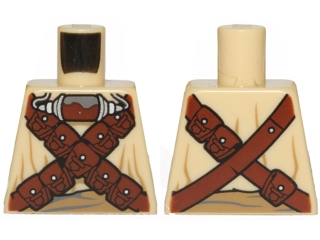 Lego Torso SW Tusken Raider with Reddish Brown Crossed Belts with Pouches and Breathing Apparatus Pattern / Tan