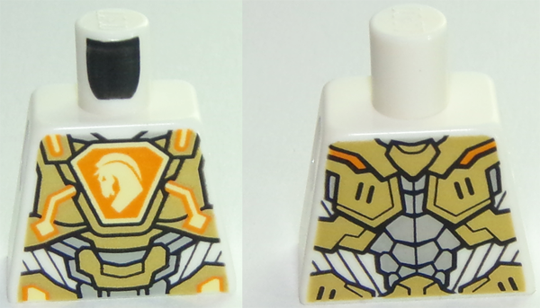 Lego Torso Nexo Knights Armor, Gold Panels, Orange Emblem, Yellow Horse Head Pattern / White