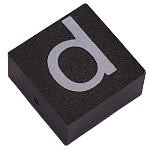 Lego Modulex Tile 2 x 2 with White 'd' Print, without Internal Supports / Modulex Tile Brown