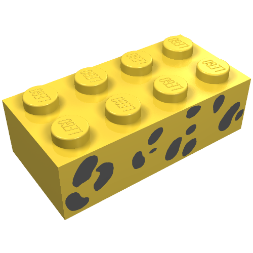 Lego Brick 2 x 4 with Black Random Spots Print