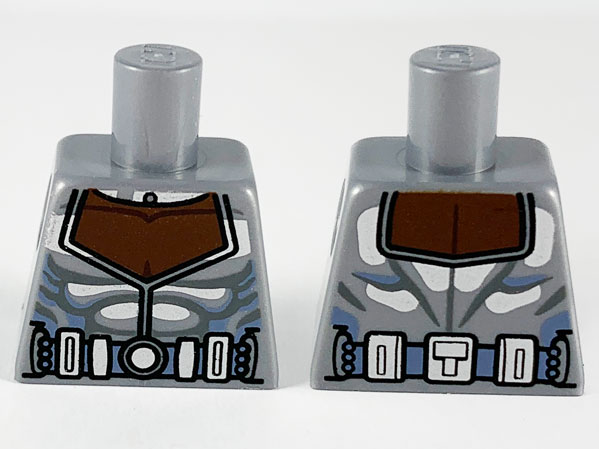 Lego Torso Armor, Reddish Brown Chest Pattern / Flat Silver