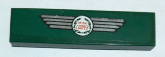 Lego Tile 1 x 4 with Red, Silver, and White 'MINI COOPER' Logo Pattern (Sticker) - Set 10242
