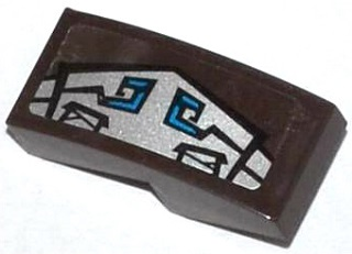 Lego Slope, Curved 2 x 1 x 2/3 with Blue and Silver Gorilla Armor Pattern Model Left Side (Sticker) - Set 70125