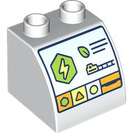 Lego Duplo Brick 2 x 2 x 1 1/2 with Control Screen, Lightning Bolt, Leave, train, Shapes Print