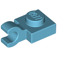 Lego Plate Special 1 x 1 with Clip Horizontal [Thick Open O Clip] / Medium Azure
