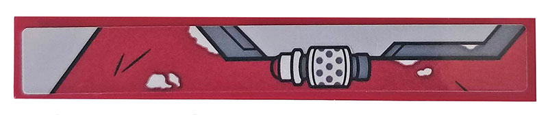 Lego Tile 1 x 6 with Dark Bluish Gray and Light Bluish Gray Machinery Pattern Model Left Side (Sticker) - Set 76109 / Dark Red
