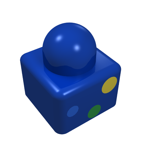 Lego Primo Brick 1 x 1 with Three Dots Blue, Green, Yellow Print