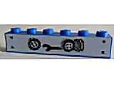 Lego Brick 1 x 6 with Black Wrench and 3 Wheels with Tires Pattern (Sticker/Stickers) - Set 1966 / Blue