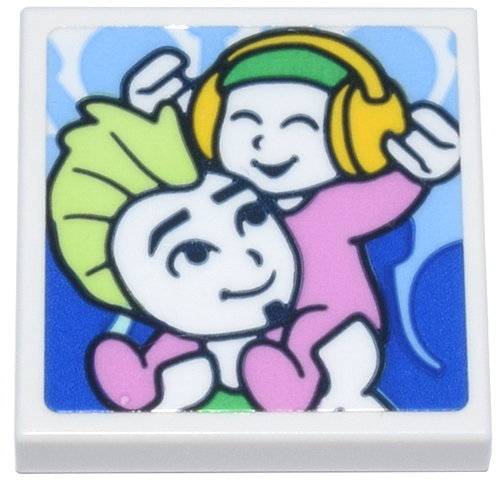 Lego Tile 2 x 2 with Photograph of Friends Anthony with Baby Roy on Shoulders Pattern (Sticker) - Set 42670
