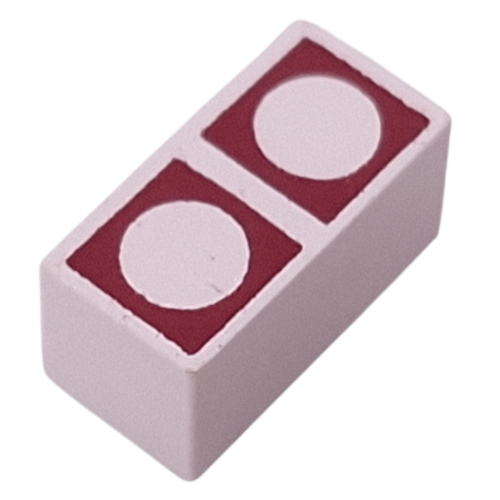 Lego Modulex Tile 1 x 2 with Brown Squares, White Circles Print, without Internal Supports