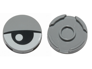 Lego Tile, Round 2 x 2 with Bottom Stud Holder with Eye and Eyelid Pattern / Light Bluish Gray