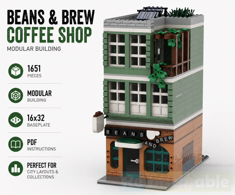 Lego Beans & Brew - Coffee Shop & Apartment Modular