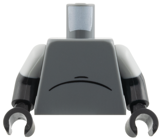 Lego Torso Black Wrinkle and Belly Contour Pattern / Blacks Arms with Molded Light Bluish Gray Short Sleeves Pattern / Black Hands