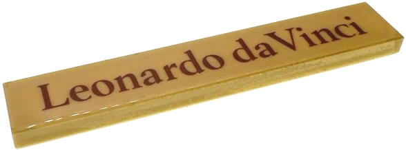 Lego Tile 1 x 6 with Reddish Brown 'Leonardo da Vinci' Pattern