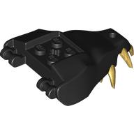 Lego Creature Body Part, Dragon Head Upper Jaw with 4 Studs on Top and Gold Teeth