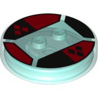 Lego Function Brick Round 4 x 4 x 2/3 with 2 Studs and Red and Black Diamonds Print