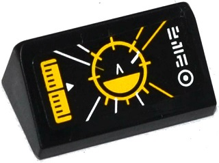 Lego Slope 30 1 x 2 x 2/3 with Black and Yellow Target Head-Up Display (HUD) and White Alien Characters Pattern (Sticker) - Set 70142