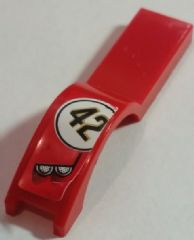 Lego Vehicle, Mudguard 1 x 4 1/2 with Double Headlights and '42' Pattern Model Left Side (Sticker) - Set 8147 / Red