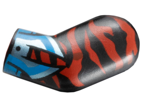 Lego Arm, Left with Red Animal Stripes, Metallic Light Blue and Dark Azure Gauntlet Pattern