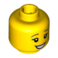 Lego Minifig Head Ballerina, Eyelashes, Open Smile with Pink Lips / Yellow