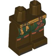 Lego Hips and Dark Brown Legs Dark Green Top Pants, Dark Orange Pouch, Boot Trim, Gold Belt print / Dark Brown