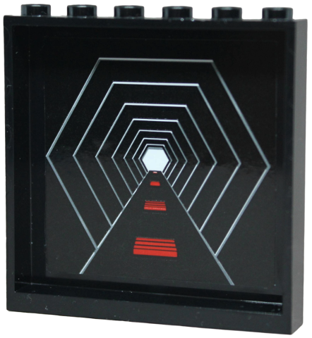 Lego Panel 1 x 6 x 5 with SW Death Star Hexagonal Corridor with Highlights, Red Lights and White Hexagon Pattern (Sticker) - Set 75159