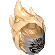 Lego Minifig Head Special with Trans-Orange Flames and Orange Eyes with Grin Print (Ghost Rider)