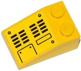 Lego Slope 33 3 x 2 with Grille, Rivets, and Hatch Pattern (Sticker) - Set 70814 / Yellow