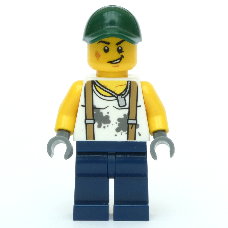 Lego White Torso, Dark Blue Legs, Dark Green Cap