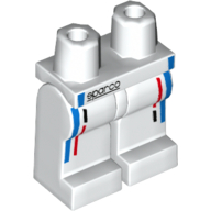Lego Hips and White Legs with 'sparco' and Red, Blue, and Black Dashed Lines Print / White