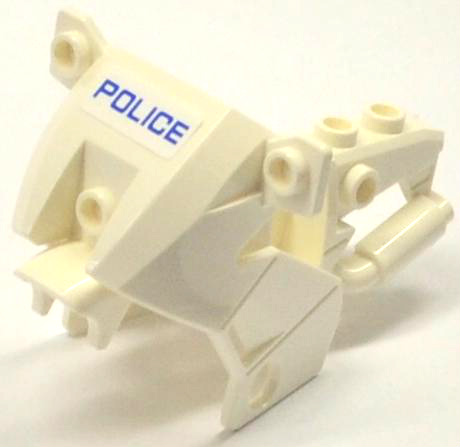 Lego Motorcycle Fairing, City with Blue 'POLICE' on White Background Pattern (Sticker) - Sets 60041 / 60047 / White