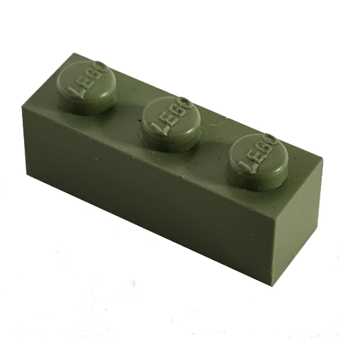 Lego Modulex Brick 1 x 3 with LEGO on Stud / Modulex Olive Green