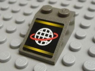 Lego Slope 33 3 x 2 with Alpha Team White Grid with Red Ring, Two Yellow Stripes Pattern (Sticker) - Set 6774