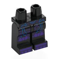 Lego Hips and Black Legs with Blue Skeleton, Dark Purple Markings, Kneepads, Shoes Print / Black