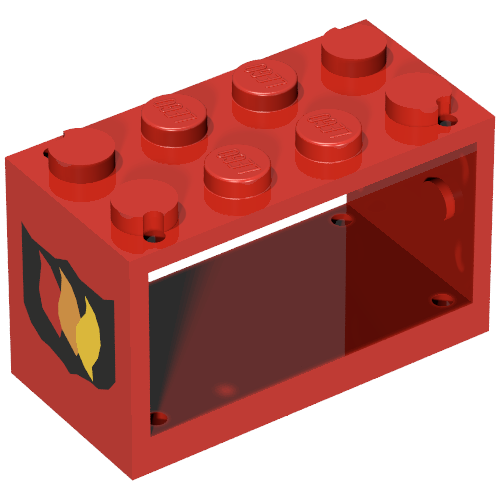 Lego Hose Reel 2 x 4 x 2 Holder with Fire Shield Print