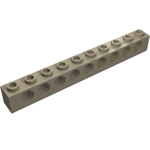 Lego Technic Brick 1 x 10 [9 Pin Holes] / Dark Tan