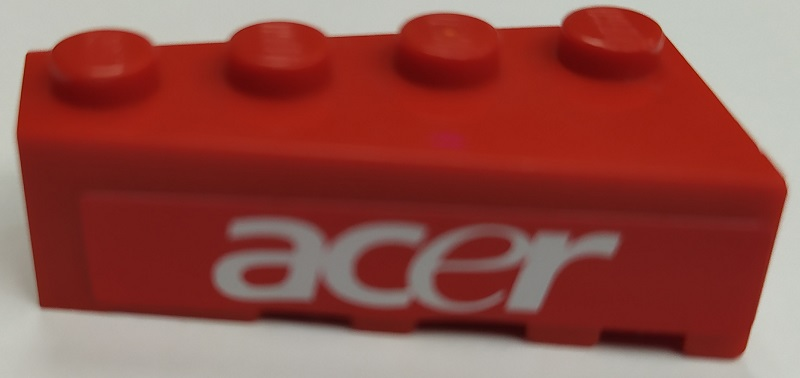 Lego Wedge 4 x 2 Left with White 'acer' Pattern (Sticker) - Set 8142-1 / Red
