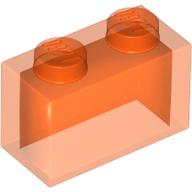 Lego Brick 1 x 2 without Bottom Tube / Trans-Neon Orange