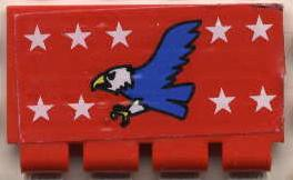 Lego Hinge Train Gate 2 x 4 with White Stars and Blue Eagle Pattern (Sticker) - Set 6345