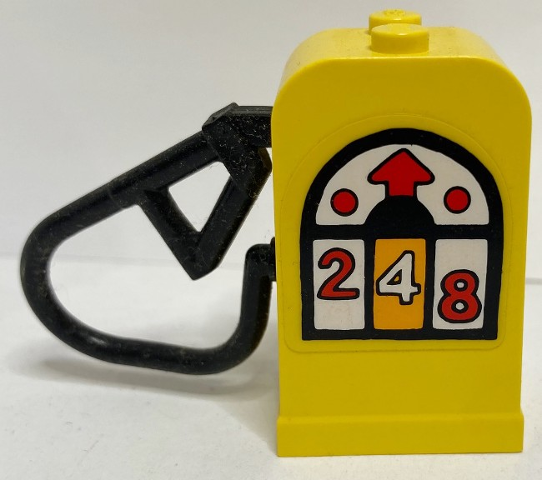 Lego Fabuland Gas / Fuel Pump with Fixed Black Hose with White Fuel Display, Red Arrow, Dots and Numbers 2, 4 and 8 Pattern Model Right Side (Sticker) - Set 3670