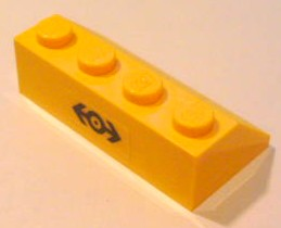 Lego Slope 45 2 x 4 with Train Logo Black Pattern (Sticker) - Set 4564 / Yellow