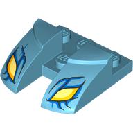 Lego Brick Round, Curved 3 x 3 with Cutout, Eyes Print / Medium Azure