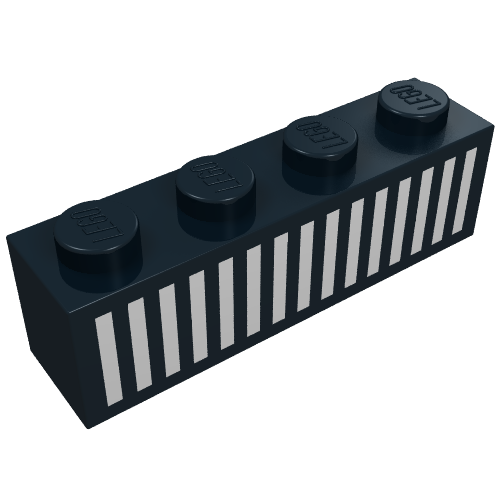 Lego Brick 1 x 4 with White Grill Print / Black