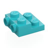 Lego Plate Special 2 x 2 x 2/3 with Two Studs On Side and Two Raised [Half Hollow Anti-stud] - Updated Version / Medium Azure