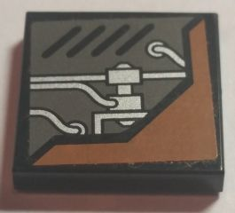 Lego Tile 2 x 2 with Pipes, Vent Holes and Corner Cover Pattern Model Right Side (Sticker) - Set 8635